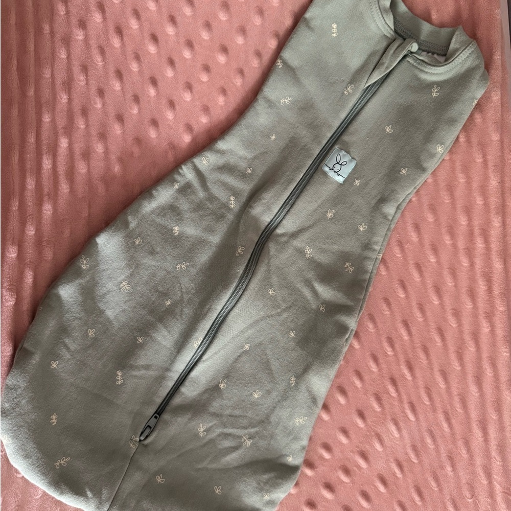 Green Baby Swaddle with Zipper